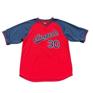Stitches Angels Ryan #30 Baseball Jersey Red Navy Blue MLB Mens‎ Sz L